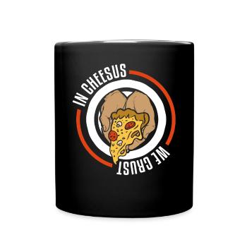 Dans Cheesus We Crust Fabrication de pizzas amusantes - Mug uni - noir - Devant