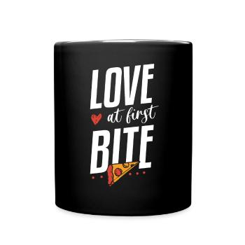 L'amour à la première bouchée Fabrication de pizza drôle - Mug uni - noir - Devant