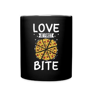 L'amour à la première bouchée Fabrication de pizza drôle - Mug uni - noir - Devant