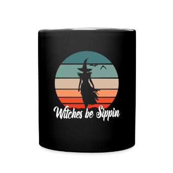 Witches Be Sippin Witch Squad Wine Glass Halloween - Full Colour Mug - black - Front