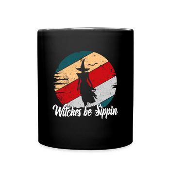 Witches Be Sippin Witch Squad Wine Glass Halloween - Full Colour Mug - black - Front