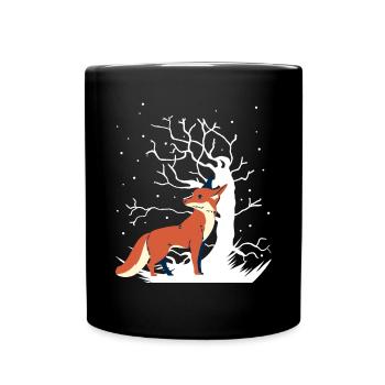 Fuchs Xmas Waldtiere Schnee Weihnachtsgeschenk - Tasse einfarbig - Schwarz - Vorne