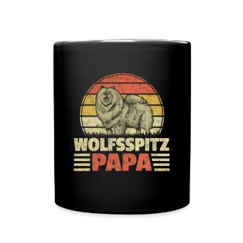 Wolfsspitz Papa deutscher Spitz Keeshond - Tasse einfarbig - Schwarz - Vorne