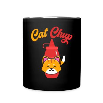 Catchup Ketchup Food Lover Feinschmecker Katzenflüsterer - Tasse einfarbig - Schwarz - Vorne