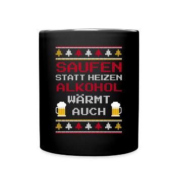 Bier Spruch für Biertrinker im Ugly Christmas Stil - Tasse einfarbig - Schwarz - Vorne