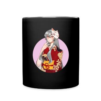 Japan Kitsune Mask Anime Otaku - Full Colour Mug - black - Front