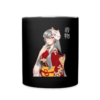 Japan Kitsune Mask Anime Otaku - Full Colour Mug - black - Front