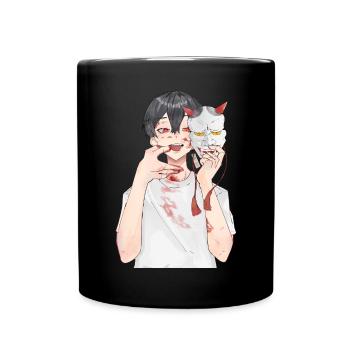 Japan Oni Mask Anime Otaku - Full Colour Mug - black - Front