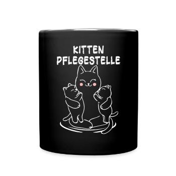 Katze auf Pflege Katzen Pflegestelle - Tasse einfarbig - Schwarz - Vorne