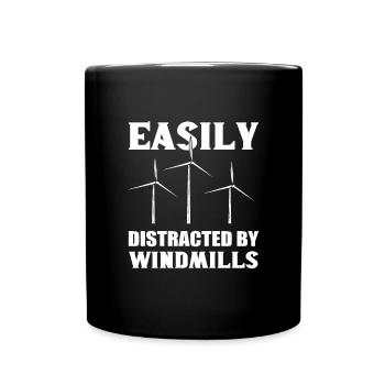 Leicht Ablenkbar Durch Windmühlen. Techniker Für - Tasse einfarbig - Schwarz - Vorne