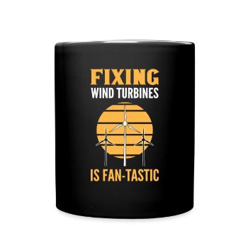 Fixing Wind Turbines Is Fan-tastic. Wind Turbine - Full Colour Mug - black - Front