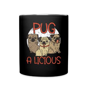 Pugalicious Mops-Besitzer-Hundeliebhaber-Welpen-Tatzen-Liebe - Tasse einfarbig - Schwarz - Vorne