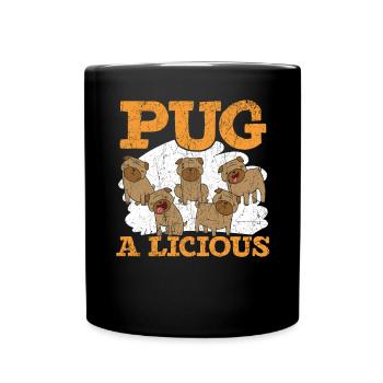 Pugalicious Mops-Besitzer-Hundeliebhaber-Welpen-Tatzen-Liebe - Tasse einfarbig - Schwarz - Vorne