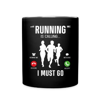 Running Runner Half Marathon Phone - Full Colour Mug - black - Front