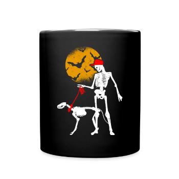 Halloween Dog Hunde Besitzer Sitter - Tasse einfarbig - Schwarz - Vorne