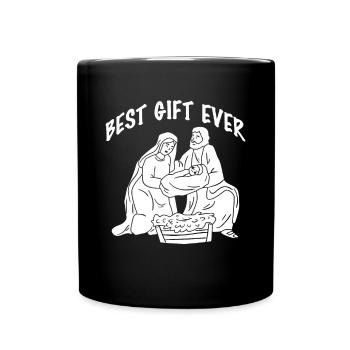 Best Gift Ever Shirt Krippe Weihnachten - Tasse einfarbig - Schwarz - Vorne