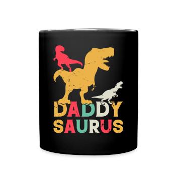 Papa Dino Papasaurus Papa Dinosaurier - Daddysauru - Tasse einfarbig - Schwarz - Vorne