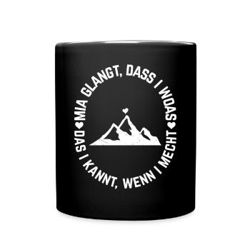 Bayerischer Dialekt Spruch Bavarian Berg Herz Berg - Tasse einfarbig - Schwarz - Vorne