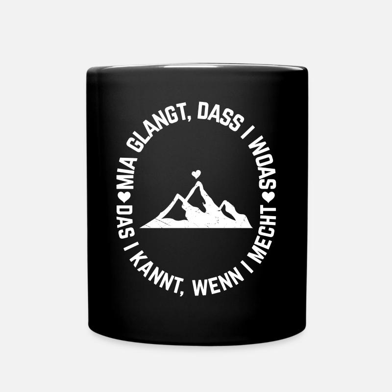 Bayerischer Dialekt Spruch Bavarian Berg Herz Berg - Tasse einfarbig - Schwarz