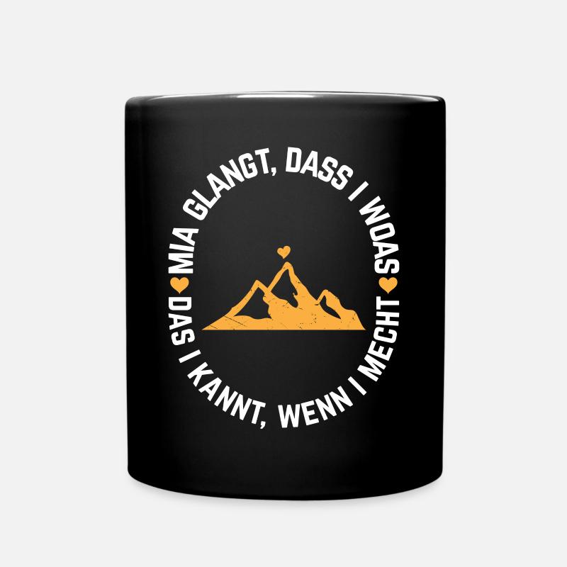 Bayerischer Dialekt Spruch Bavarian Berg Alpenherz - Tasse einfarbig - Schwarz