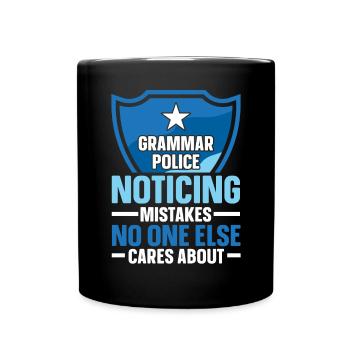 Grammar Police English Writing Teacher Apostrophe - Full Colour Mug - black - Front