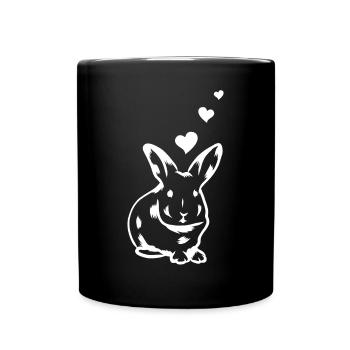Rabbit Hearts - Easter Rabbit Heart - Cute Rabbit - Tasse einfarbig - Schwarz - Vorne