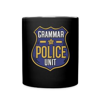 Grammar Police Unit English Writing Teacher - Full Colour Mug - black - Front