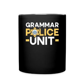 Grammar Police Unit English Writing Teacher - Full Colour Mug - black - Front