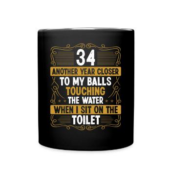 34 Year Old Funny Idea for Men Sarcasm Humor - Tasse einfarbig - Schwarz - Vorne