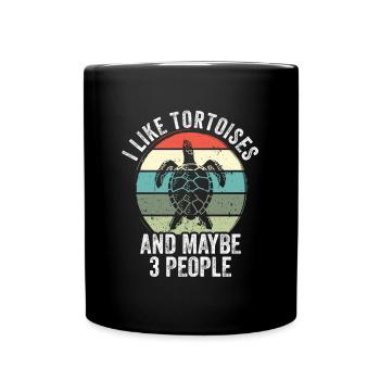 I like tortoises and maybe 3 people Turtle - Tasse einfarbig - Schwarz - Vorne