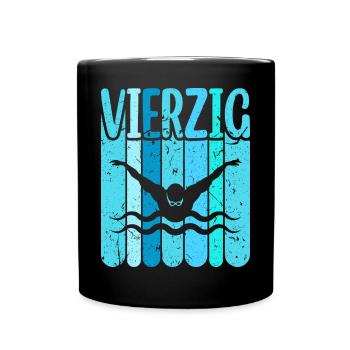 Schwimmen 40 Geburtstag Wasserratte Schwimm - Tasse einfarbig - Schwarz - Vorne