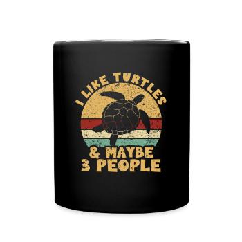 I like turtles and maybe 3 people water turtle - Full Colour Mug - black - Front