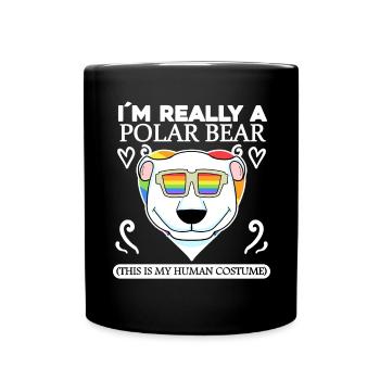Eisbär Polarbär Bär Spruch Sprüche - Tasse einfarbig - Schwarz - Vorne