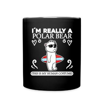 Eisbär Polarbär Bär Spruch Sprüche - Tasse einfarbig - Schwarz - Vorne