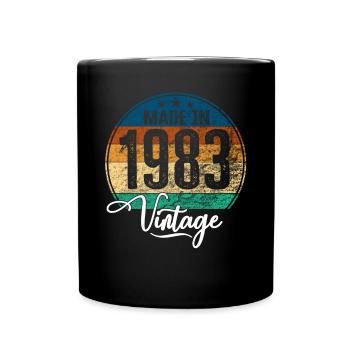 Vintage Made in 1983 Geburtsjahr 1983 Geburtstag - Tasse einfarbig - Schwarz - Vorne