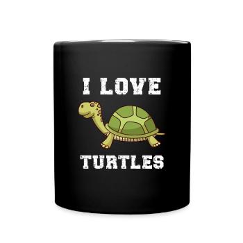 I love turtles water turtle - Tasse einfarbig - Schwarz - Vorne