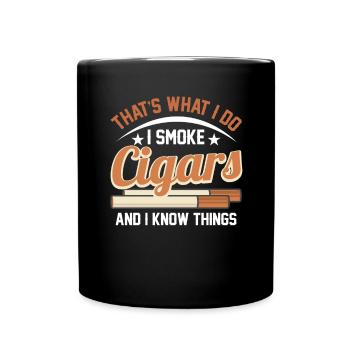 Tobacco Nicotine Cigar Lovers Smoker - Full Colour Mug - black - Front