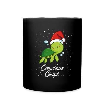 Tortue de Noël - Mug uni - noir - Devant