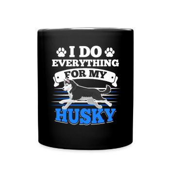 Husky Huskies Hundehalter - Tasse einfarbig - Schwarz - Vorne