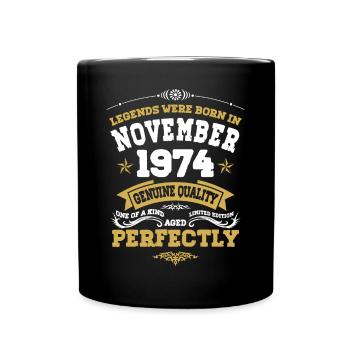 Né en novembre 1974 Cadeau d’anniversaire - Mug uni - noir - Devant
