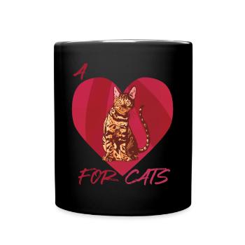 Bengal-Katze mit Herz für Katzen Cat Love Kitten - Tasse einfarbig - Schwarz - Vorne
