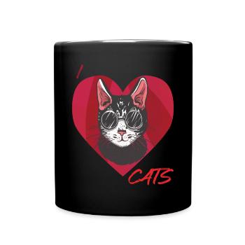 J’aime chat chaton coeur Bengal chat chat - - Mug uni - noir - Devant