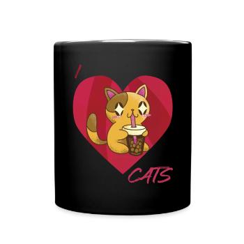Mignon chaton bébé avec thé chat amour chats mi - Mug uni - noir - Devant