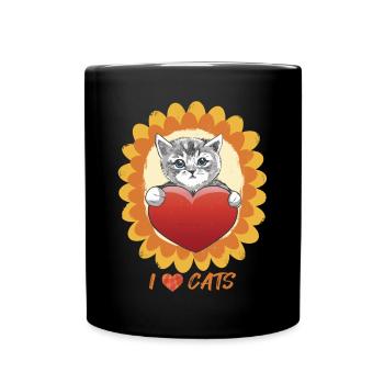 Cute Cat in Sunflower Bengal Cat Love Ka - Full Colour Mug - black - Front