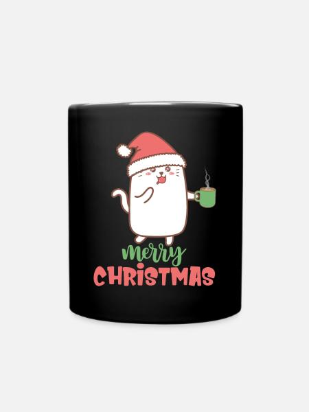 Chat Noël Joyeux Noël Fête Santa Coff - Mug uni - noir