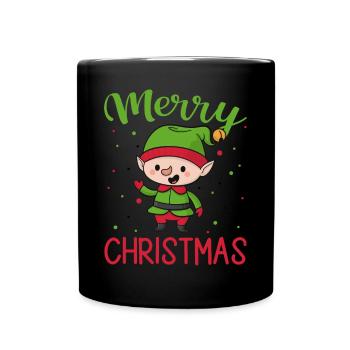 Frohe Weihnachten Zwerg Weihnachtsmann Helfer Weih - Tasse einfarbig - Schwarz - Vorne
