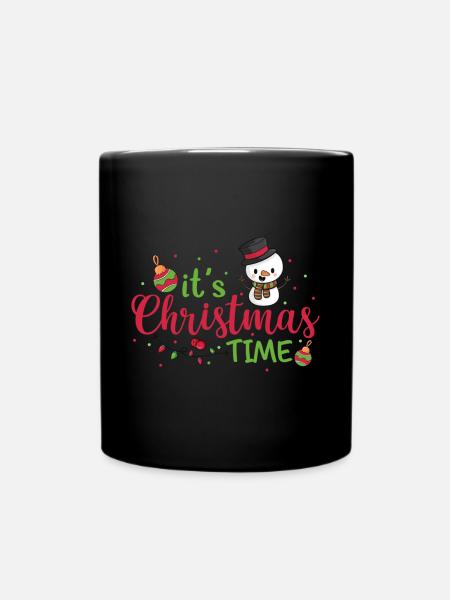 Weihnachten Schneemann Weihnachtsbirne Lebkuchen - Tasse einfarbig - Schwarz