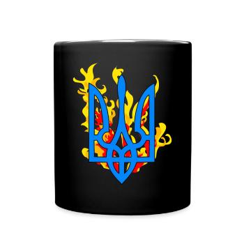 Ukrainien Le symbole trident emblème de feu - Mug uni - noir - Devant