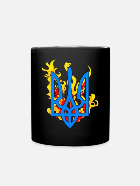 Ukrainien Le symbole trident emblème de feu - Mug uni - noir