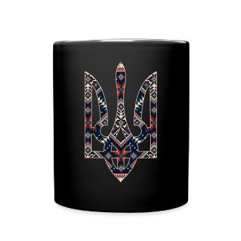 Broderie du trident de l’emblème ukrainien - Mug uni - noir - Devant